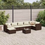 vidaXL Salon de jardin avec coussins 8 Pièces marron résine tressée