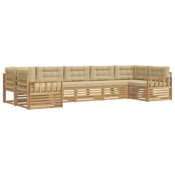 vidaXL Ensemble de canapés d'extérieur 7 pc Blanc et Beige