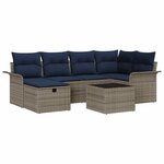 vidaXL Ensemble de canapé de jardin avec coussin 7 Pièces Gris Poly rotin