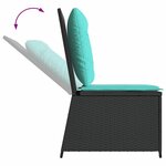 vidaXL Canapé de jardin avec coussin Noir et turquoise polyrotin