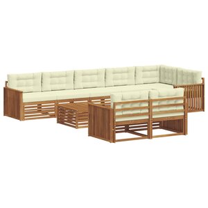 vidaXL Ensemble de canapés d'extérieur 9 pc Naturel et Crème