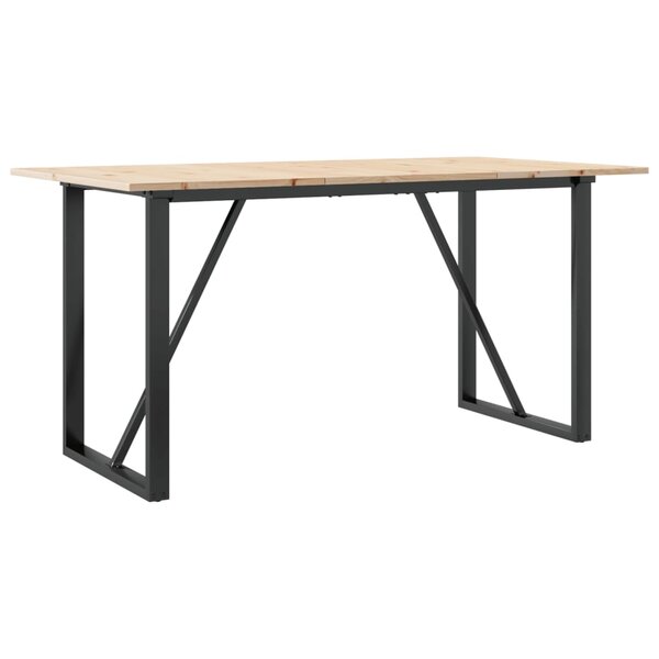 vidaXL Table à manger cadre en O 140x80x75 cm bois de pin massif acier