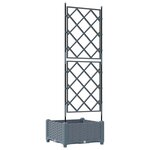 vidaXL Bac à fleurs avec Treillis Gris clair 40 x 40 x 125.5 cm PP