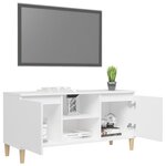 vidaXL Meuble TV avec pieds en bois massif Blanc 103 5x35x50 cm