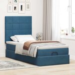 vidaXL Cadre de lit ottoman avec matelas bleu foncé 100x200 cm velours
