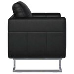 vidaXL Fauteuil cube avec pieds chromés Noir Similicuir