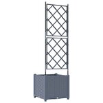 vidaXL Bac à fleurs avec Treillis Gris clair 40 x 40 x 143 cm PP