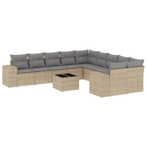 vidaXL Salon de jardin 11 Pièces avec coussins beige résine tressée