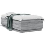 vidaXL Cadre de lit avec LED sans matelas sonoma gris 90x190 cm
