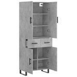 vidaXL Buffet haut Gris béton 69 5x34x180 cm Bois d'ingénierie