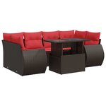 vidaXL Salon de jardin avec coussins 7Pièces marron résine tressée acacia
