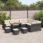vidaXL Ensemble de canapé de jardin 13 Pièces Noir Poly rotin
