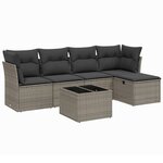 vidaXL Salon de jardin 6 Pièces avec coussins gris résine tressée