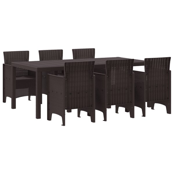 vidaXL Ensemble de salle à manger de jardin 7 pièces en poly rattan brun