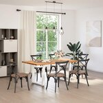 vidaXL Table à manger avec bord naturel 180x100x74cm bois massif chêne