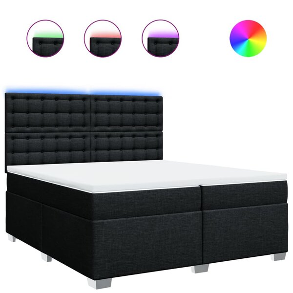 vidaXL Sommier à lattes de lit avec matelas Noir 200x200 cm Tissu
