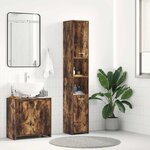 vidaXL Armoire de bain Chêne fumé 30x30x183 5 cm Bois d'ingénierie