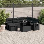 vidaXL Salon de jardin 8 Pièces avec coussins noir résine tressée
