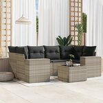 vidaXL Salon de jardin avec coussins 7 Pièces gris clair résine tressée