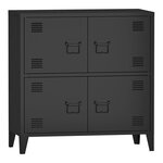 Armoire de bureau casier de bureau meuble de rangement pour salon bureau chambre atelier métallique à 4 portes acier 82 x 80 x 40 cm noir 03_0006327