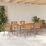 vidaXL Ensemble de salle à manger de jardin 7 pièces Gris Poly Rattan Acacia