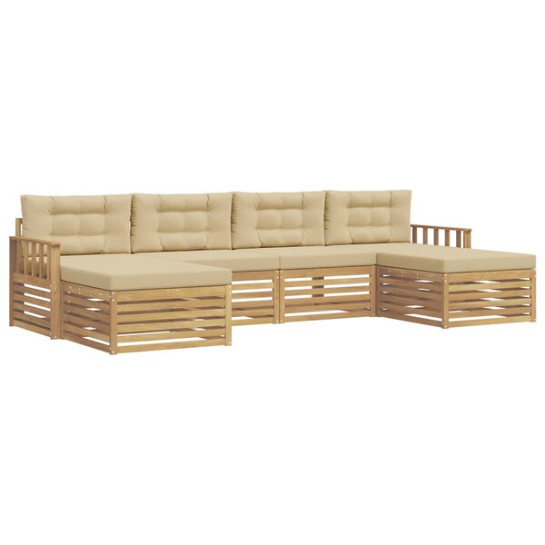 vidaXL Ensemble de canapés d'extérieur 6 pc Blanc et Beige
