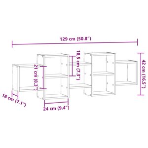 vidaXL Étagère murale vieux bois 129x18x42 cm bois d'ingénierie