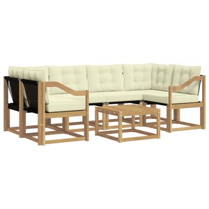 vidaXL Ensemble de canapés d'extérieur 7 Pièces Blanc et crème