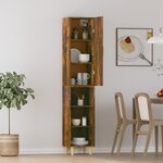 Vidaxl buffet haut chêne fumé 34 5x34x180 cm bois d'ingénierie