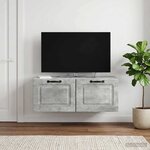vidaXL Meuble TV mural Gris béton 78 5 x 41 x 30 cm Bois d'ingénierie