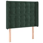 vidaXL Tête de lit à LED Vert foncé 103x16x118/128 cm Velours