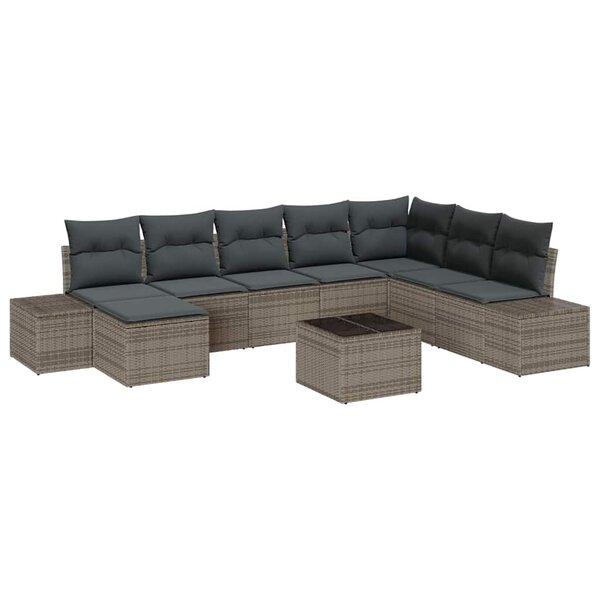 vidaXL Ensemble de canapé de jardin 9 Pièces Gris 319 x 209 x 85 cm