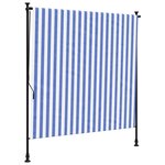 vidaXL Store roulant d'extérieur bleu et blanc 200x270 cm tissu acier