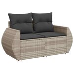 vidaXL Salon de jardin avec coussins 7 Pièces gris clair résine tressée