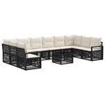 vidaXL Ensemble de canapé de jardin 11 Pièces Noir polyrotin