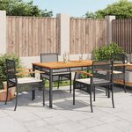 vidaXL Ensemble à manger de jardin coussins 5Pièces Noir Résine tressée
