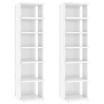 vidaXL Armoires à chaussures 2 Pièces Blanc brillant 27 5x27x102 cm