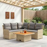 vidaXL Ensembles de meubles 4 Pièces Beige et Gris clair Rotin PE