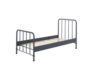 Lit simple en métal Bleu Denim mat Bronxx 90x200cm