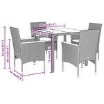 vidaXL Ensemble à manger de jardin et coussins 5 Pièces noir rotin verre