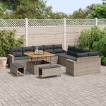 vidaXL Ensemble de canapé de jardin 13 Pièces Gris polyrotin