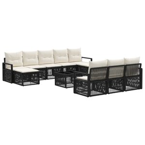 vidaXL Ensemble de canapé de jardin 11 Pièces Noir polyrotin