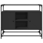 vidaXL Buffet avec dessus en verre noir 98x35x81 cm bois d'ingénierie