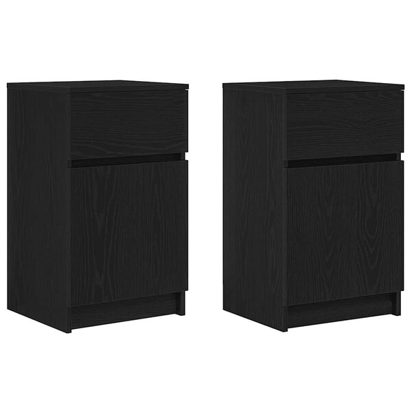 vidaXL Tables de chevet 2 Pièces noir 39x35x65 cm bois d’ingénierie