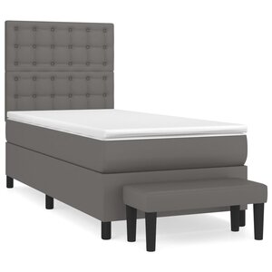 vidaXL Sommier à lattes de lit avec matelas Gris 90x200 cm Similicuir