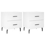 vidaXL Tables de chevet 2 Pièces blanc 40x35x47 5 cm bois d’ingénierie