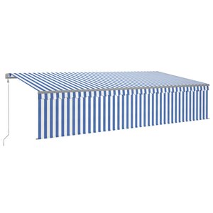 vidaXL Auvent automatique rétractable avec store 6x3 m Bleu et blanc