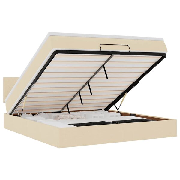 VidaXL Cadre de lit ottoman avec matelas crème 160x200 cm tissu