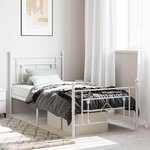 vidaXL Cadre de lit métal avec tête de lit/pied de lit blanc 90x200 cm