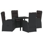 vidaXL Set de 5 pièces pour repas de jardin avec coussins - Rattan poly noir